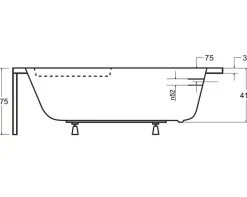 Azura Home Design Baignoire d'angle CORNEA 140x80 cm gauche avec tablier* Baignoire Asymétrique