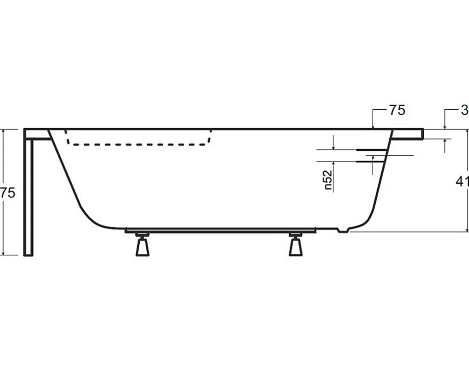 Azura Home Design Baignoire d'angle CORNEA 140x80 cm gauche avec tablier* Baignoire Asymétrique