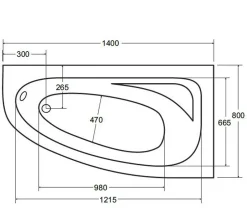 Azura Home Design Baignoire d'angle CORNEA 140x80 cm droite avec tablier
