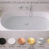 Otitec Baignoire d'angle droite - 160 x 75 cm - Blanc brillant rainure avec bonde chrome - PERLE* Baignoire D'Angle