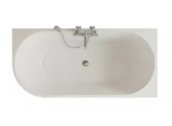 Otitec Baignoire d'angle droite - 160 x 75 cm - Blanc brillant rainure avec bonde chrome - PERLE* Baignoire D'Angle