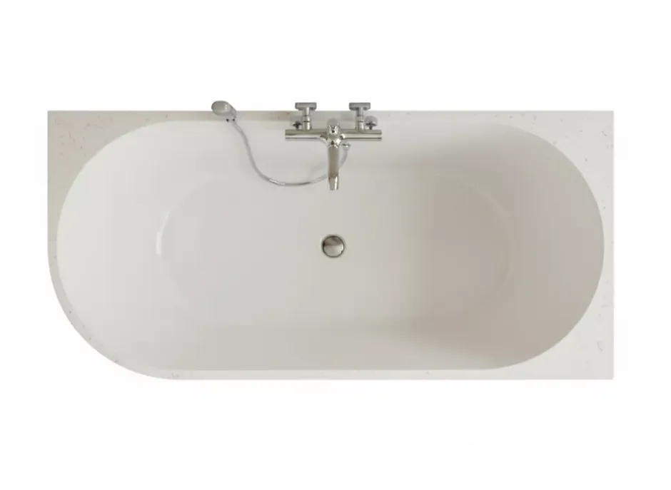 Otitec Baignoire d'angle droite - 160 x 75 cm - Blanc brillant rainure avec bonde chrome - PERLE* Baignoire D'Angle
