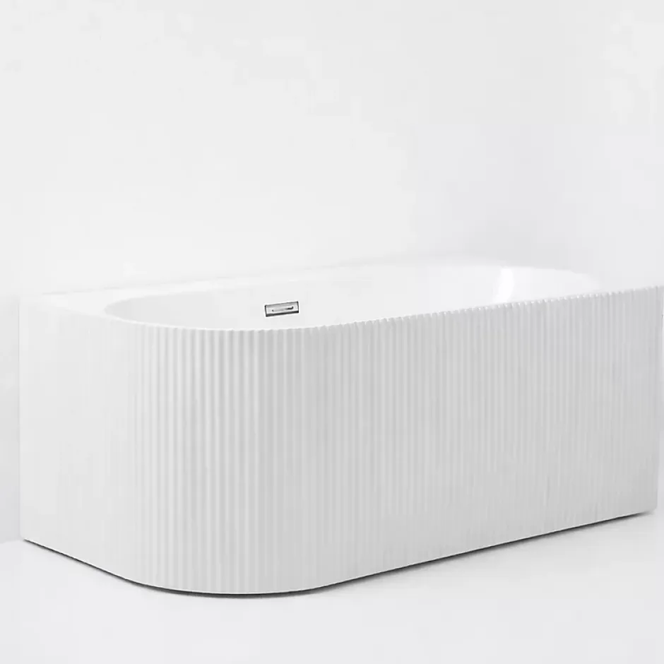 Otitec Baignoire d'angle droite - 160 x 75 cm - Blanc brillant rainure avec bonde chrome - PERLE* Baignoire D'Angle