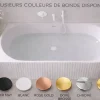 Otitec Baignoire d'angle droite - 160 x 75 cm - Blanc brillant rainure avec bonde blanche - PERLE* Baignoire D'Angle