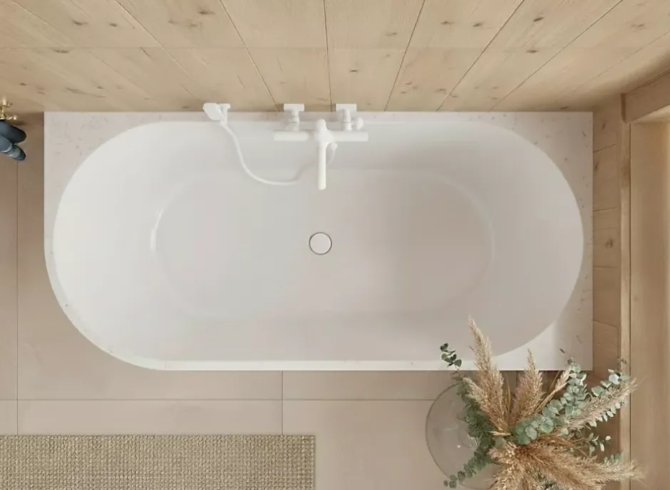 Otitec Baignoire d'angle droite - 160 x 75 cm - Blanc brillant rainure avec bonde blanche - PERLE* Baignoire D'Angle
