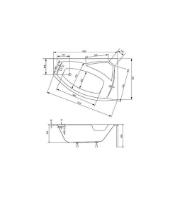 Azura Home Design Baignoire d'angle droite RIMA avec tablier - 140cm