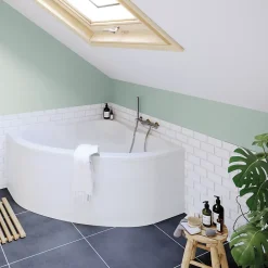 Baignoire d'angle en acrylique L.130 x l.130 cm blanc, Horyn* Baignoire D'Angle