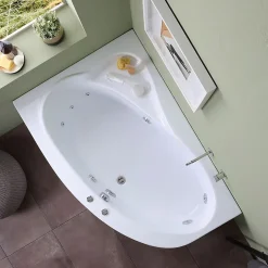 Kiamami Valentina Baignoire D'angle Gauche Avec Hydromassage Ambra Intégré