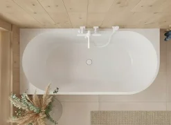Otitec Baignoire d'angle gauche avec bonde blanche - 170 x 75 cm - Blanc brillant rainuré - PERLE* Baignoire D'Angle