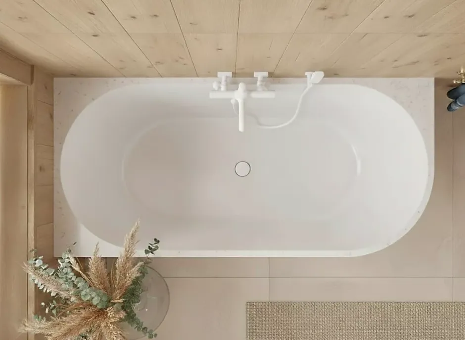 Otitec Baignoire d'angle gauche avec bonde blanche - 170 x 75 cm - Blanc brillant rainuré - PERLE* Baignoire D'Angle