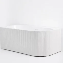 Otitec Baignoire d'angle gauche avec bonde blanche - 170 x 75 cm - Blanc brillant rainuré - PERLE* Baignoire D'Angle