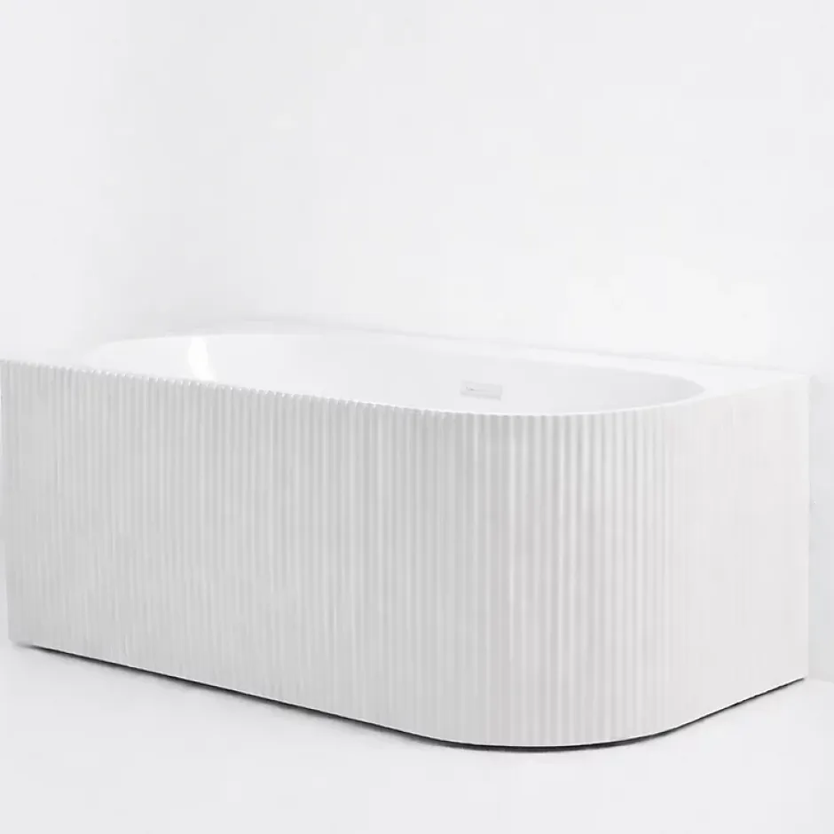 Otitec Baignoire d'angle gauche avec bonde blanche - 170 x 75 cm - Blanc brillant rainuré - PERLE* Baignoire D'Angle