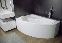 Azura Home Design Baignoire d'angle gauche RIMA avec tablier - 150cm* Baignoire Asymétrique