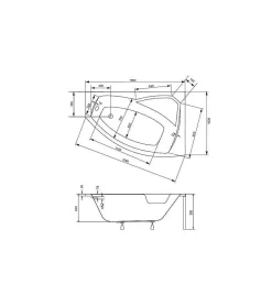 Azura Home Design Baignoire d'angle gauche RIMA avec tablier - 160cm