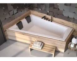 Azura Home Design Baignoire d'angle Gauche ULTIMA DUO ultra-slim - 180cm* Baignoire Asymétrique