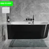 Besco Baignoire d'angle Noir et Blanc + Siphon Blanc et Vidage inclus + Repose tête - AVITA S CLASSE - DROITE - 150 x 75 cm