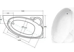 Azura Home Design Baignoire d'angle NOVA Droite avec tablier - 155 CM