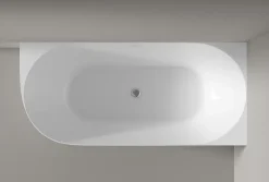 Bernstein Baignoire d'angle semi-ilot Acrylique 150x78x60cm Blanc brillant + Bonde et trop plein - installation à droite - NOVA SLIM LINE* Baignoire Îlot