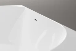 Bernstein Baignoire d'angle semi-ilot Acrylique 150x78x60cm Blanc brillant + Bonde et trop plein - installation à droite - NOVA SLIM LINE* Baignoire Îlot