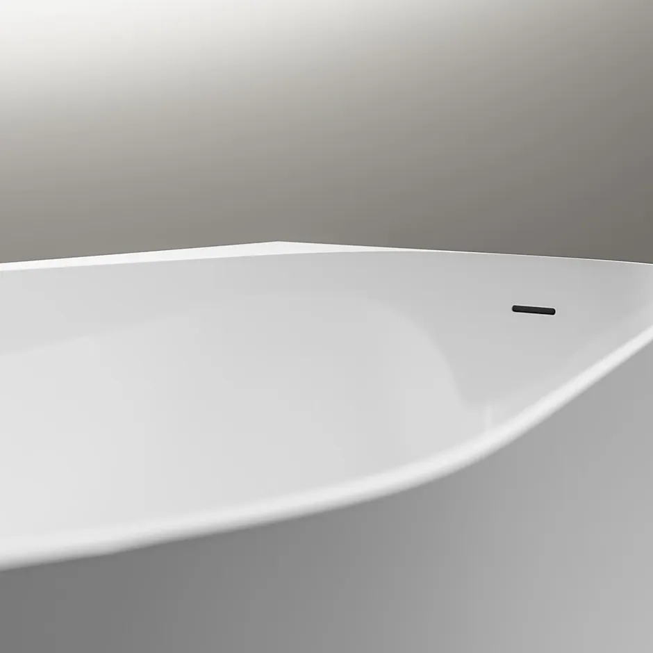 Bernstein Baignoire d'angle semi-îlot Acrylique Ovale Salle de Bain avec Bonde + trop plein, Blanc, 170x78x58cm, Garantie 5 ans, ONDA CORNER