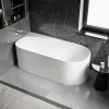 Bernstein Baignoire d'angle semi-îlot Acrylique Ovale Salle de Bain avec Bonde + trop plein, Blanc, 170x78x58cm, Garantie 5 ans, ONDA CORNER* Baignoire D'Angle