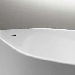 Bernstein Baignoire d'angle semi-îlot Acrylique Ovale Salle de Bain avec Bonde + trop plein, Blanc, 170x78x58cm, Garantie 5 ans, ONDA CORNER* Baignoire D'Angle