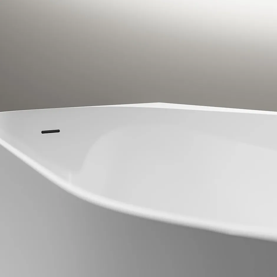 Bernstein Baignoire d'angle semi-îlot Acrylique Ovale Salle de Bain avec Bonde + trop plein, Blanc, 170x78x58cm, Garantie 5 ans, ONDA CORNER* Baignoire D'Angle