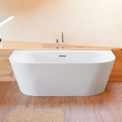 Sanycces Baignoire design semi-îlot ovale TORINO MURO blanche 170 cm
