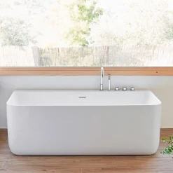 Sanycces Baignoire design semi-îlot rectangulaire TRENTO MURO blanche 175 cm Sans option
