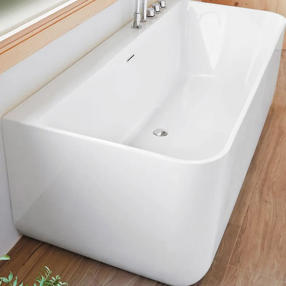 Sanycces Baignoire design semi-îlot rectangulaire TRENTO MURO blanche 175 cm Sans option
