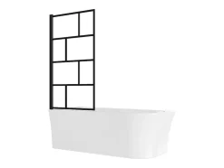 Vente-unique Baignoire douche blanche avec pare baignoire pivotant - 201 L - Angle gauche - PONTICOLA