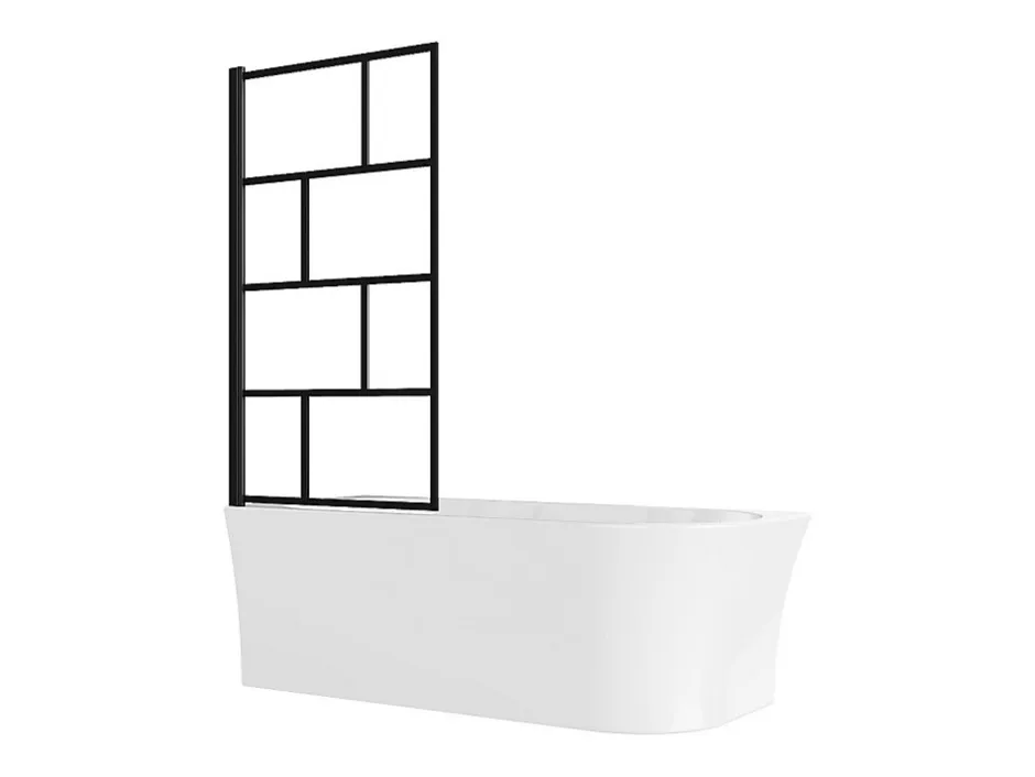 Vente-unique Baignoire douche blanche avec pare baignoire pivotant - 201 L - Angle gauche - PONTICOLA