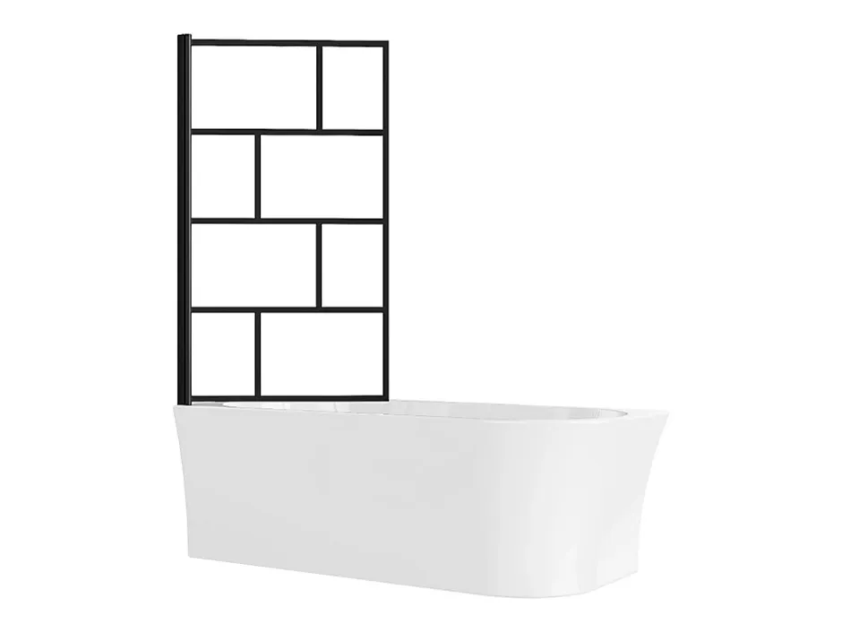 Vente-unique Baignoire douche blanche avec pare baignoire pivotant - 201 L - Angle gauche - PONTICOLA
