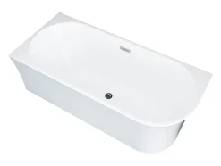 Vente-unique Baignoire douche blanche avec pare baignoire pivotant - 201 L - Angle gauche - PONTICOLA