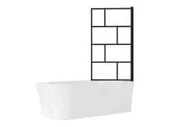 Vente-unique Baignoire douche blanche avec pare baignoire pivotant - 201 L - Angle droit - PONTICOLA