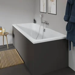 Duravit Baignoire droite 180 X 80 D-Code bonde au centre + Pare bain AURYS Raywall noir mat version gauche* Baignoire Droite