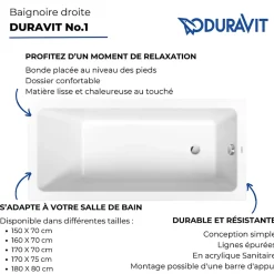 Duravit Baignoire droite 180 X 80 No.1* Baignoire Droite