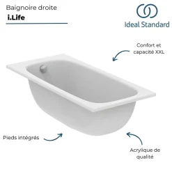 Ideal Standard Baignoire droite 150 x 70 i.life* Baignoire Droite