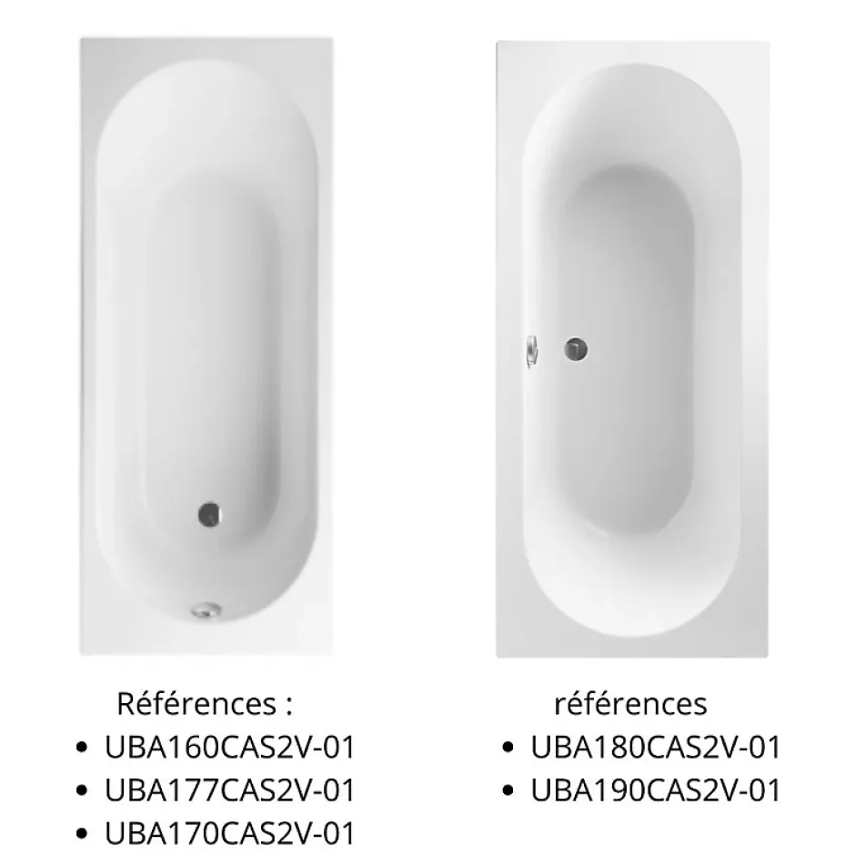 Villeroy & Boch Baignoire droite 160 X 70 VILLEROY ET BOCH O Novo Solo acrylique