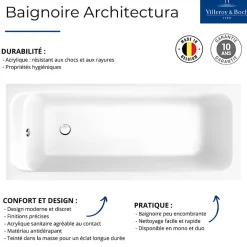 Villeroy & Boch Baignoire droite 140 X 70 VILLEROY ET BOCH Architectura acrylique avec pieds* Baignoire Droite