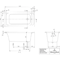 Villeroy & Boch Baignoire droite 140 X 70 VILLEROY ET BOCH Architectura acrylique avec pieds* Baignoire Droite