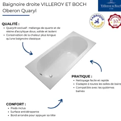 Villeroy & Boch Baignoire droite 170 X 70 VILLEROY ET BOCH Oberon Quaryl