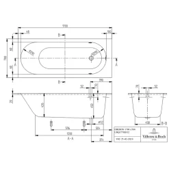 Villeroy & Boch Baignoire droite 170 X 70 VILLEROY ET BOCH Oberon Quaryl