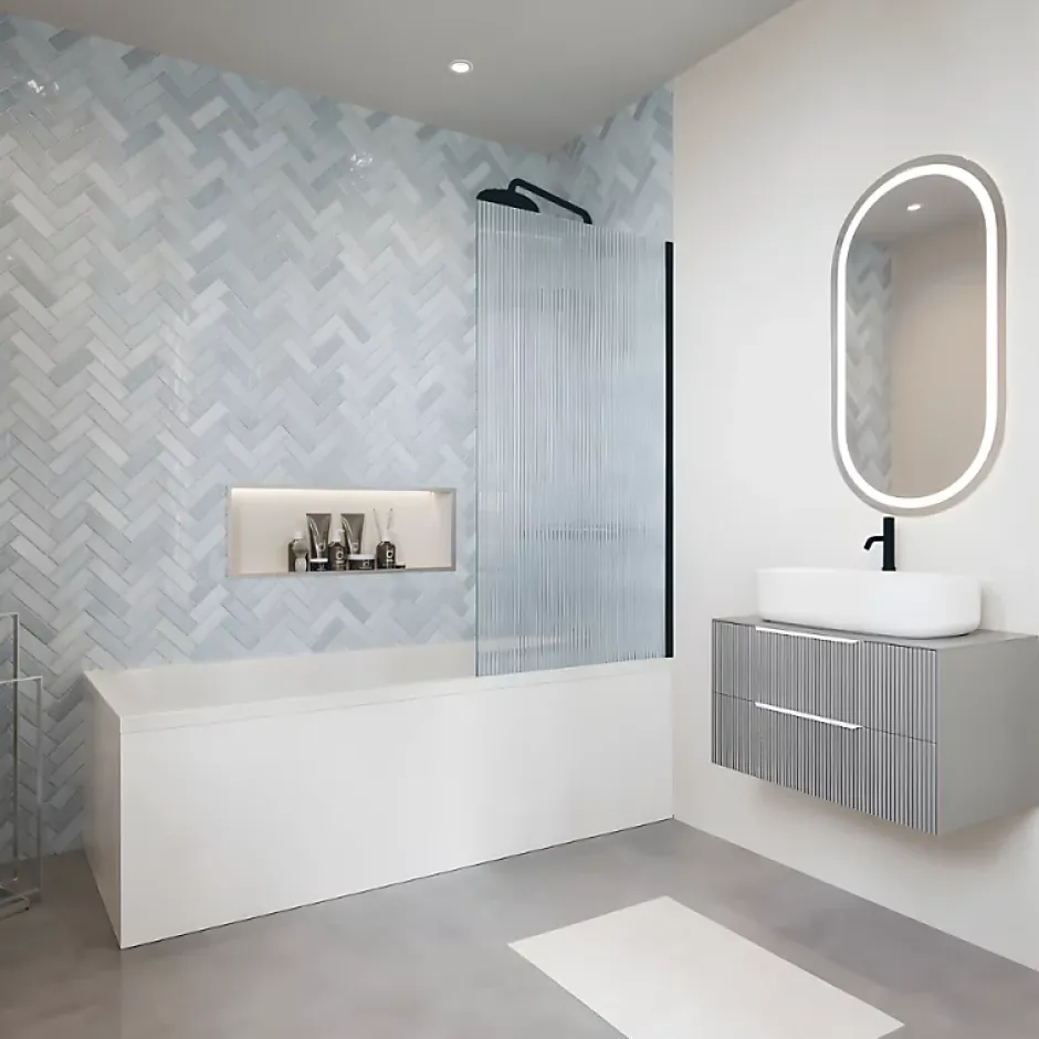 Villeroy & Boch Baignoire droite avec pieds 160 x 70 cm O.Novo Blanc + Pare bain droite AURYS Raywall noir mat