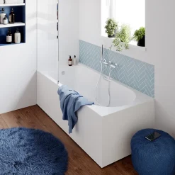 GoodHome Baignoire droite avec poignées d'appui 170x75 cm Cavally blanc* Baignoire Droite