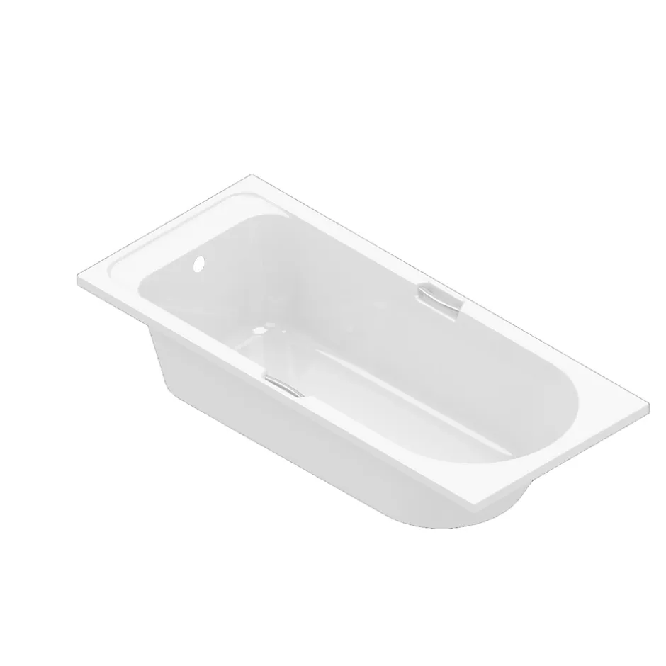 GoodHome Baignoire droite avec poignées d'appui 170x75 cm Cavally blanc* Baignoire Droite