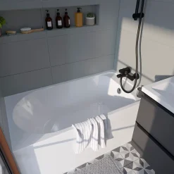 GoodHome Baignoire droite Cavally L. 130 x l. 70 cm blanc* Baignoire Droite