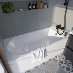 GoodHome Baignoire droite Cavally L. 150 cm x l. 70 cm blanc