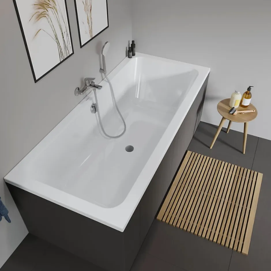 Duravit Baignoire droite D-Code 180 x 85 cm + Pare bain droit AURYS Raywall chromé