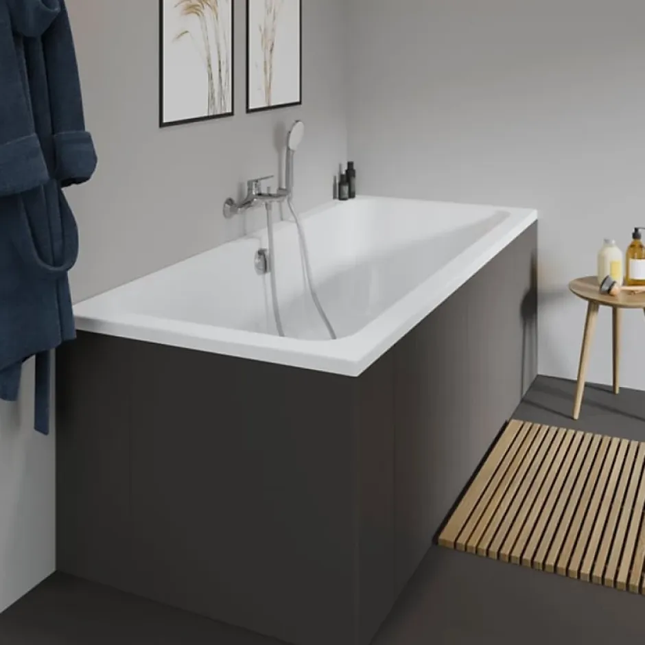 Duravit Baignoire droite D-Code 180 x 85 cm + Pare bain droit AURYS Raywall chromé